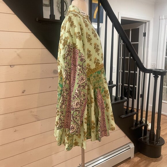 039 Free People Hazy Baby Boho Mini Dress Sweet Mint NWT Oversized Size XS - Picture 7 of 11